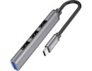 Переходник HOCO HB26 4 IN 1 ADAPTER (TYPE-C TO USB3.0+USB2.0*3) [765475] (SILVER)